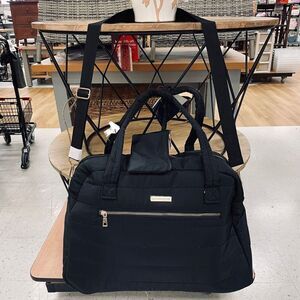 NWT Adrienne Vittadini  Black Delancy Quilted Duffel
Nylon Crossbody Bag w/Pouch